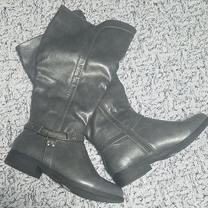 Grey riding boots